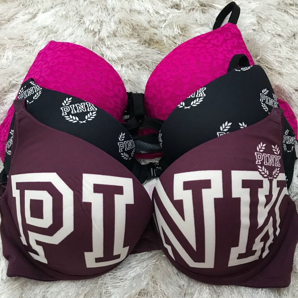 THREE PINK BOMBSHELL BRAS